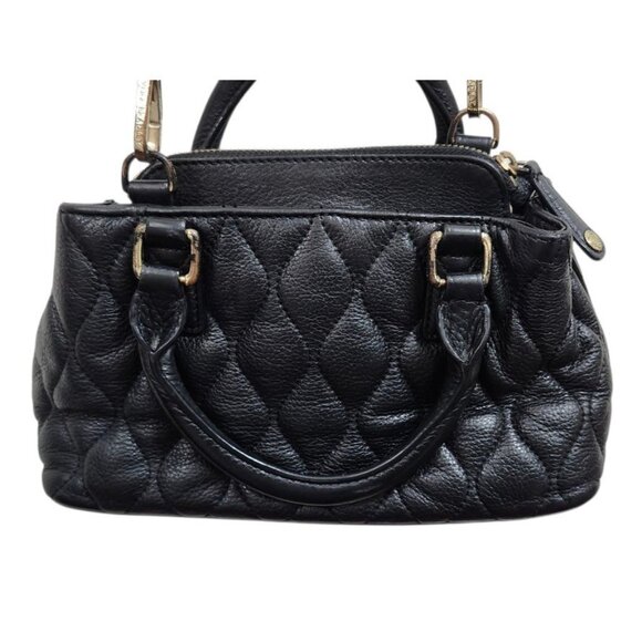 Vera Bradley Black Quilted Leather Mini Bag Crossbody Top Handle Chic Everyday - Picture 7 of 15